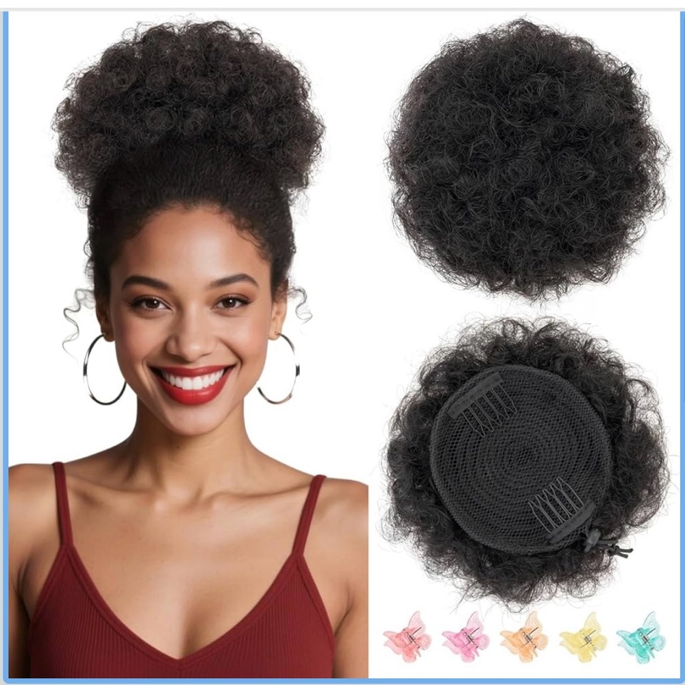 Curly Black Hair Bun Extension